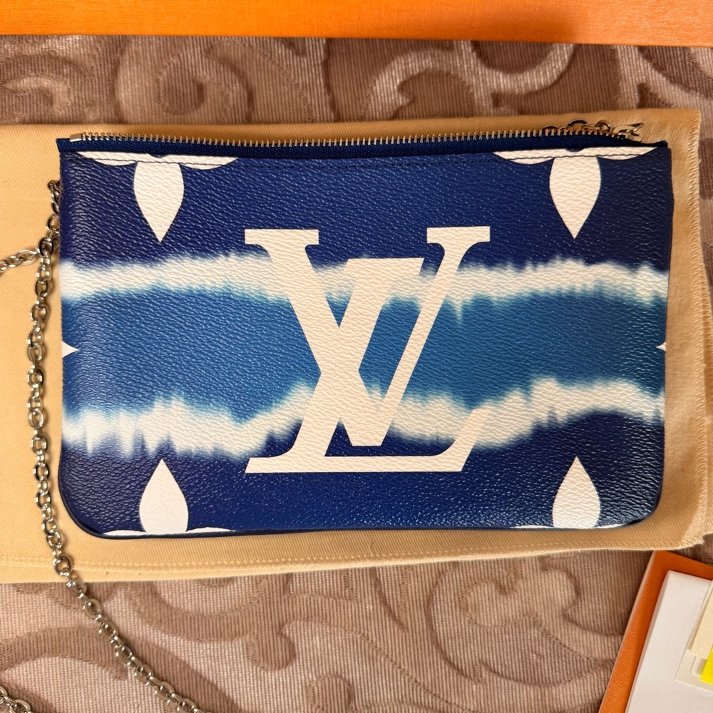 Louis Vuitton Escale Blue Tiedye Double Zip Pochette Crossbody Bag - Picture 3 of 16